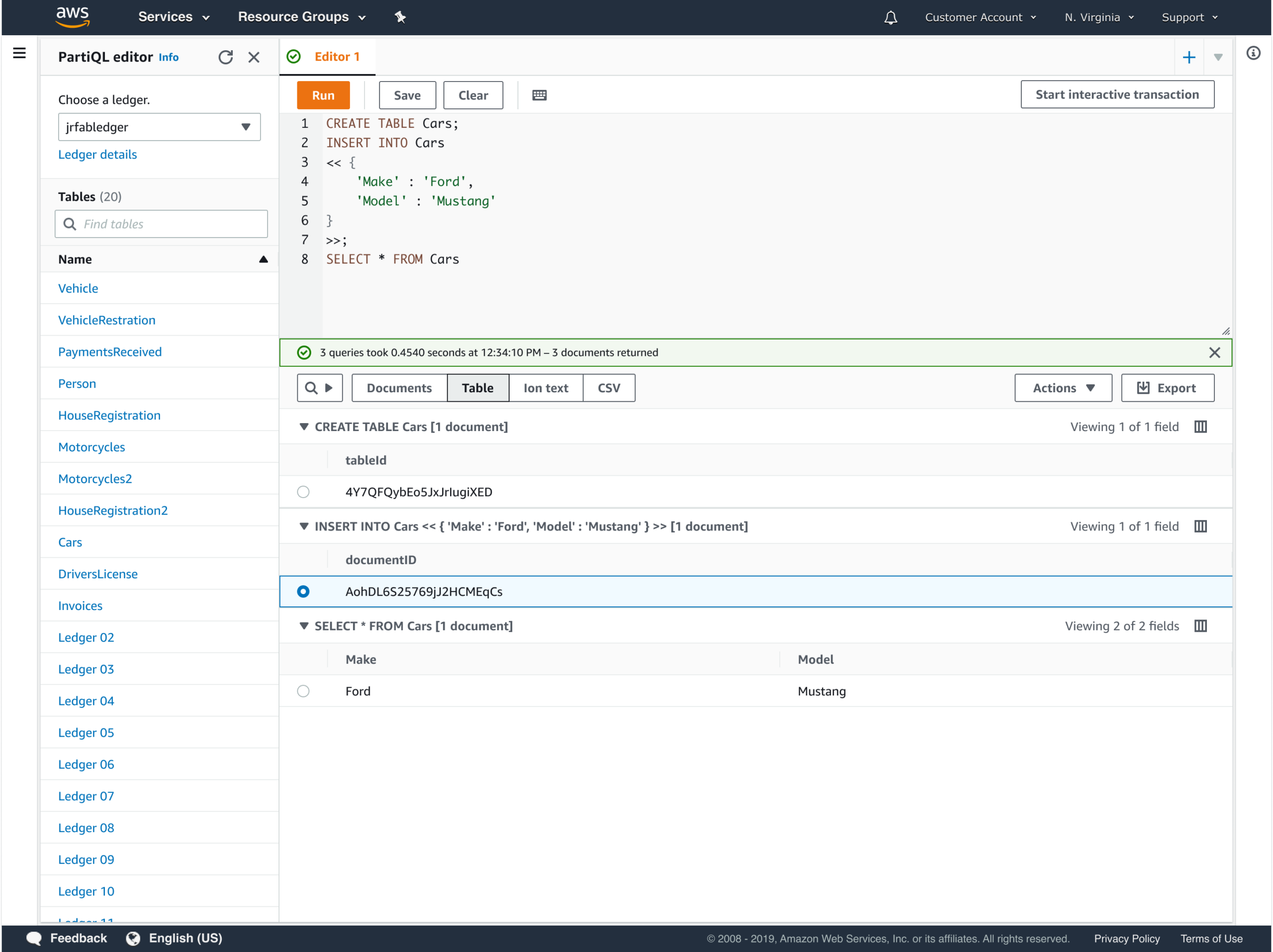 Multi Statement 3.1 Table view