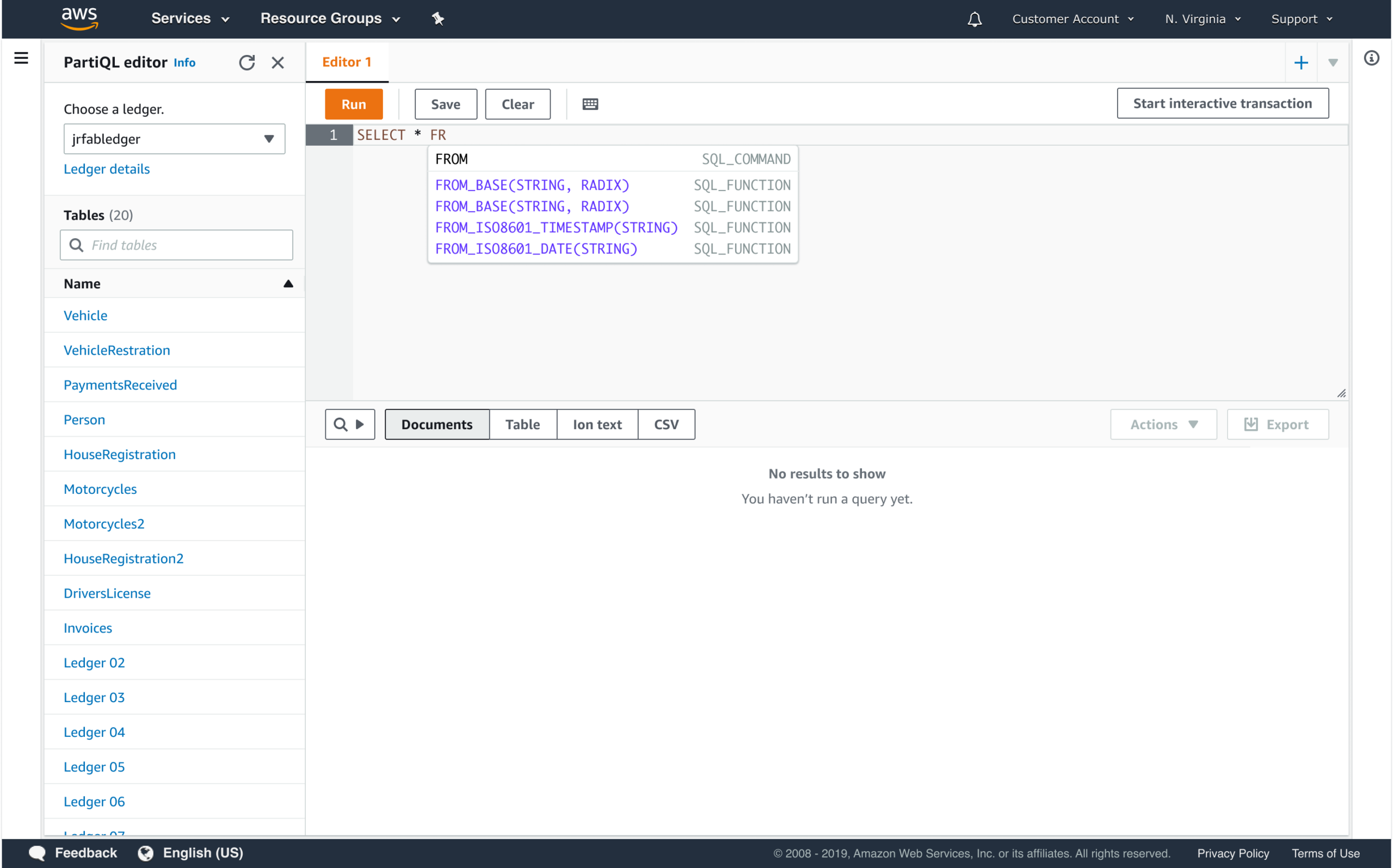 PartiQL 2.1 Auto-complete